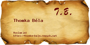 Thomka Béla névjegykártya